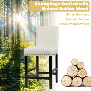 Costway Set of 2 Bar Stools Counter Height Chair Upholstered W/ Low Backrest & Wide Seat