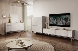 Stylish LEVEL Large TV Cabinet with Ample Storage - Cashmere Beige (H)500mm (W)1810mm (D)380mm