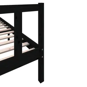 Berkfield Bed Frame Black Solid Wood Pine 200x200 cm