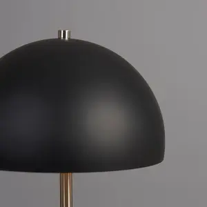 ValueLights Dargai Contemporary Satin Nickel and Matt Black Dome Table Lamp