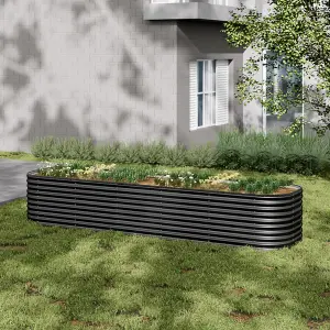 Anthracite Oval Metal Raised Bed Galvanized Raised Planter Box Outdoor Raised Garden Bed Kit 320cm W