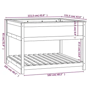 Berkfield Planter with Shelf 111.5x111.5x81 cm Solid Wood Pine