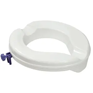 White Plastic Raised Toilet Seat - 2 Inch Height - Fits Most UK Toilet Bowls