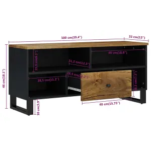 Berkfield TV Cabinet 100x33x46 cm Solid Wood Mango&Engineered Wood