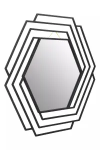 Interiors by Premier Beauly Black Finish Hexagonal Wall Mirror