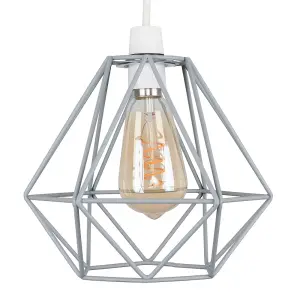 ValueLights Diablo Grey Ceiling Pendant Shade and E27 Pear LED 4W Warm White 2200K Bulb