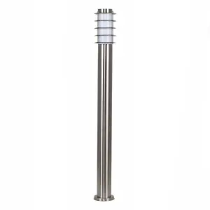 ValueLights Wharf Pair of Modern Outdoor Stainless Steel Bollard Lantern Light Posts