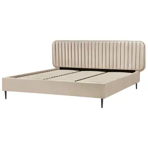 Velvet EU Super King Size Bed Taupe BRIN