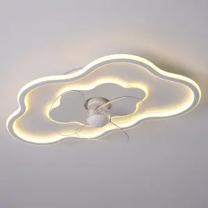 5 Blades Reversible Cloud Shape Ceiling Fan with Dimmable LED Light Ceiling Light Fan Timing 6 Gear Speeds