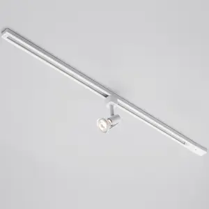 Litecraft Harlem White 1 Head 1m Straight Kitchen Ceiling Light with LED Bulbs