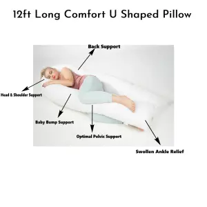 12ft U Shape Pillow Full Body Support Multi Purpose Use Maternity Pregnency Orthopeadic Big U Pillow