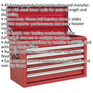 Red 5 Drawer Tool Chest Lockable Storage Unit for Heavy-Duty Use