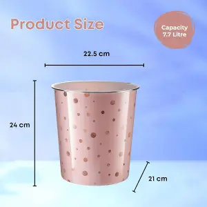 MantraRaj 7.7 Litre Plastic Waste Paper Basket Bin Round Open Trash Can Lightweight Recycling Rubbish Bin (Pink)