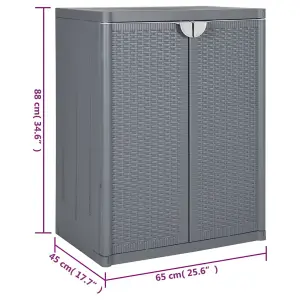 Berkfield Garden Storage Cabinet Grey 65x45x88 cm PP Rattan