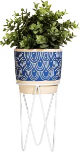 Sass & Belle Blue Wave Planter With Wire Stand