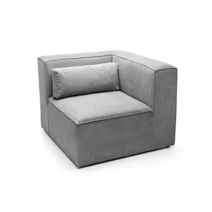 Doris Corner Unit Module in Light Grey Cord Chenille