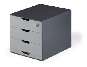 Durable COFFEE POINT Modular Lockable Storage Box 4 Drawer Organiser - Grey