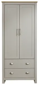 GFW Lancaster 2 Door 2 Drawer Wardrobe Grey