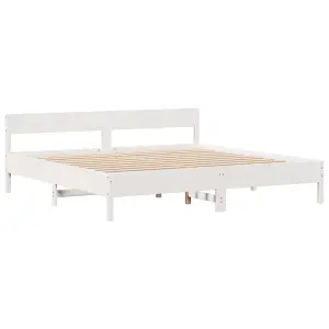 Berkfield Bookcase Bed without Mattress White 200x200cm Solid Wood Pine