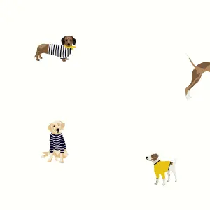 Joules Cream Harbour dog Smooth Wallpaper Sample