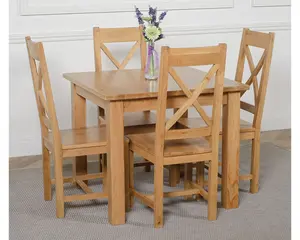 Oslo 90 x 90 cm Oak Small Dining Table and 4 Chairs Dining Set with Berkeley Oak Chairs