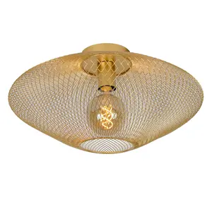 Lucide Mesh Modern Flush Ceiling Light 45cm - 1xE27 - Matt Gold, Brass