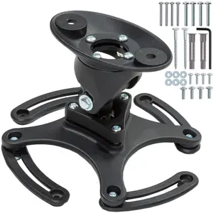 Projector Ceiling Mount - universal fit, tilt & 360 degree swivel, 30 kg capacity - black