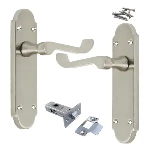 Epsom Door Handles Internal Latch Scroll Lever - Satin Pack 170mm x 42mm