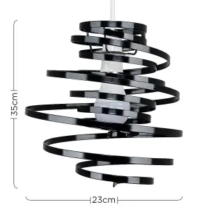 ValueLights Bensson Contemporary Black Metal Double Ribbon Spiral Swirl Ceiling Light Pendant