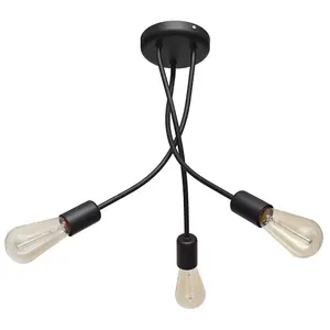 Luminosa Harvard Multi Arm Semi Flush Ceiling Light Black 36cm