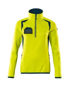 Mascot Accelerate Safe Ladies Half Zip Microfleece (Hi-Vis Yellow/Dark Petroleum)  (Medium)