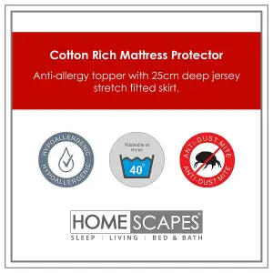 Homescapes Quilted Mattress Protector, Small Double