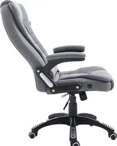 Executive High Back Reclining Grey Fabric Office Chair, Extra Padded Ergonomic Luxury Managers Computer Home Office Desk Chair, MO17, Cherry Tree