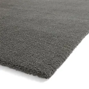 Charcoal Shaggy Washable Plain Modern Rug For Living Room Bedroom & Dining Room-120cm X 170cm