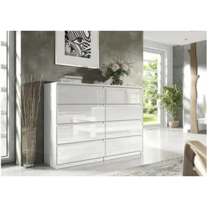 Helen 8 Drawer 120Cm W Double Drawers White Gloss