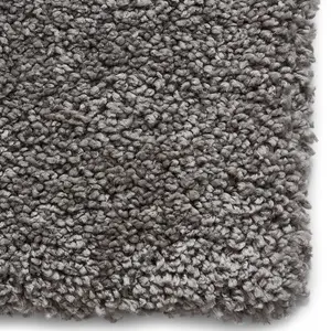 Grey Plain Shaggy Modern Plain Easy to Clean Rug Soft For Dining Room -80cm X 150cm