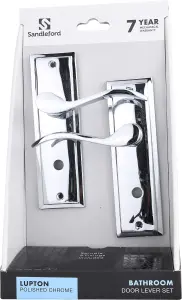 Sandleford Lupton Bathroom  Door Handle Lever Set - Polished Chrome