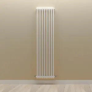 Vertical White Double Column Radiator (H) 1800mm x (W) 470mm, 6260 BTU.