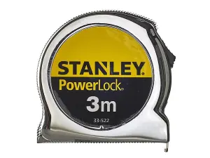 Stanley STA033522 3m Powerlock Tape Measure Metric Only Power Lock Tape 0-33-522