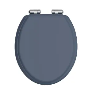 Heritage Toilet Seat Soft Close Chrome Hinges Maritime Blue TSMBL101SC