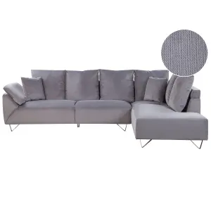 Corner Sofa LUNNER Grey Corduroy Left Hand