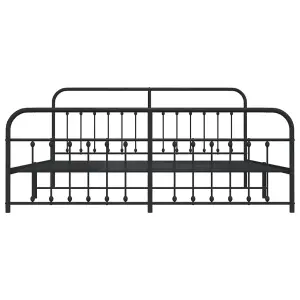 Berkfield Metal Bed Frame with Headboard and Footboard Black 200x200 cm