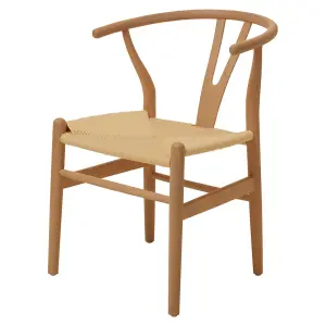 Wishbone Beechwood And Natural Hemp Weave Dining Chair