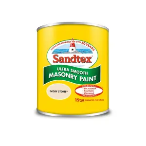 Sandtex Ultra smooth Ivory stone Masonry paint, 150ml Tester pot