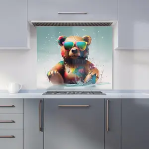 Splashart Bear In Glasses Kitchen Splashback