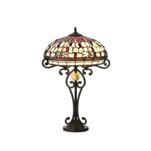 BELOFAY Handmade Stained Glass Tiffany Style Table Lamp with Bronze Lamp Base for Livingroom (16 " Wide)