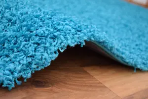 Teal Thick Shaggy Rug - California - 60x230cm (2'x7'8")