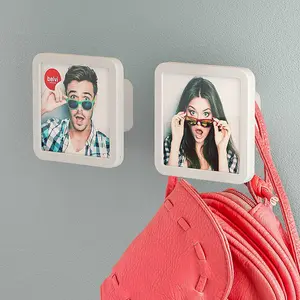 Klick White Wall Coat Hanger & Photo Frame Set of 2