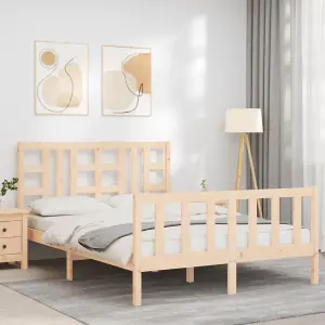 Berkfield Bed Frame with Headboard 140x190 cm Solid Wood