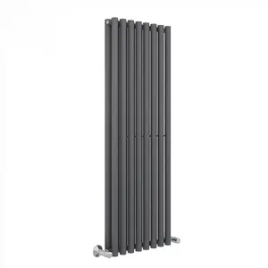 Right Radiators 1800x545 mm Double Vertical Round Column Style Designer Radiator Heated Rads Anthracite